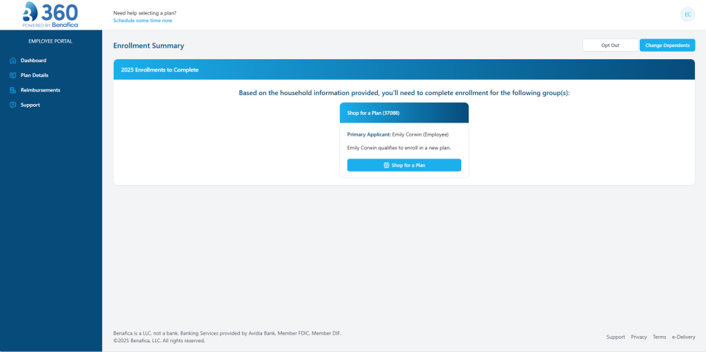 6. Enrollment Summary Shop for a Plan
