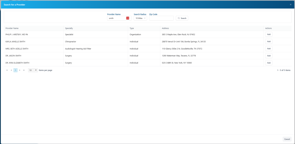 7.2 Provider Entered
