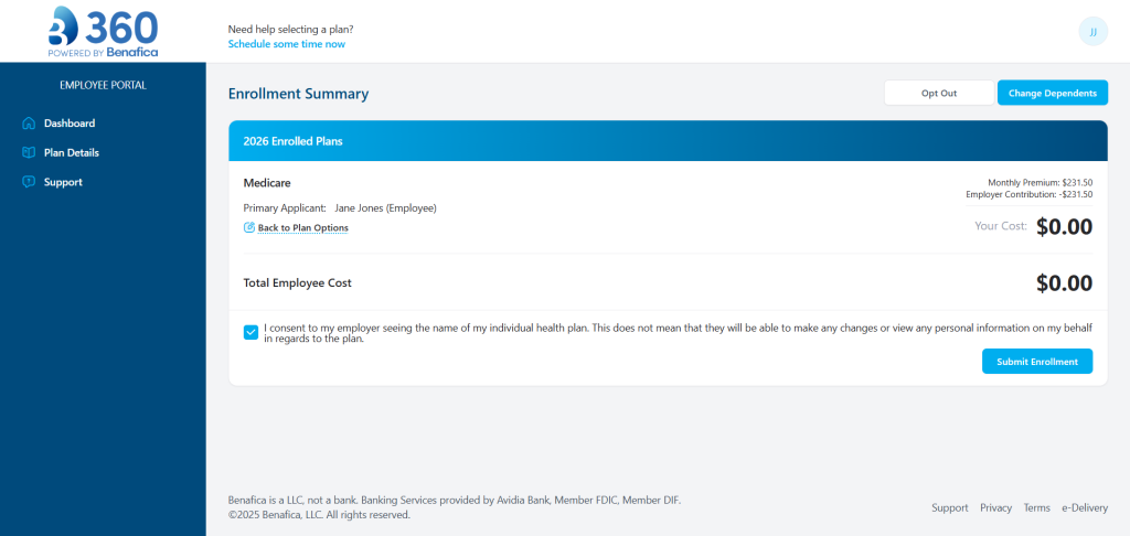 BEN360 Medicare confirm plan