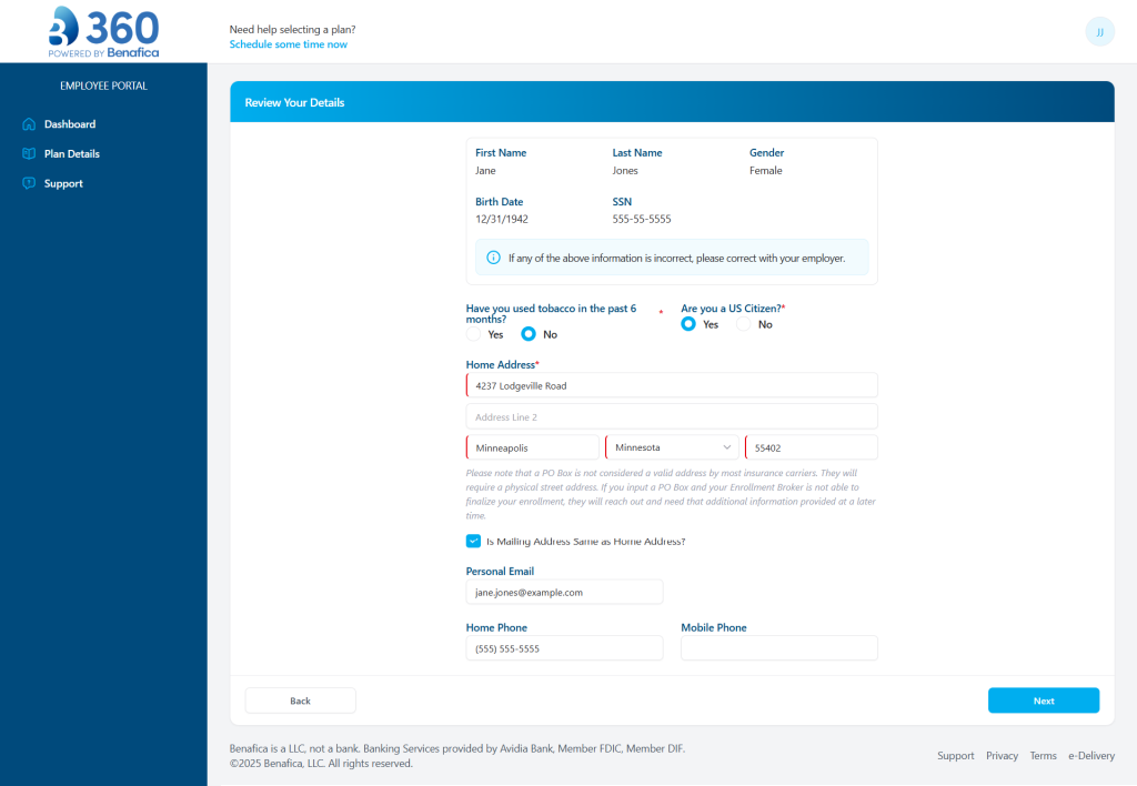 personal info BEN360