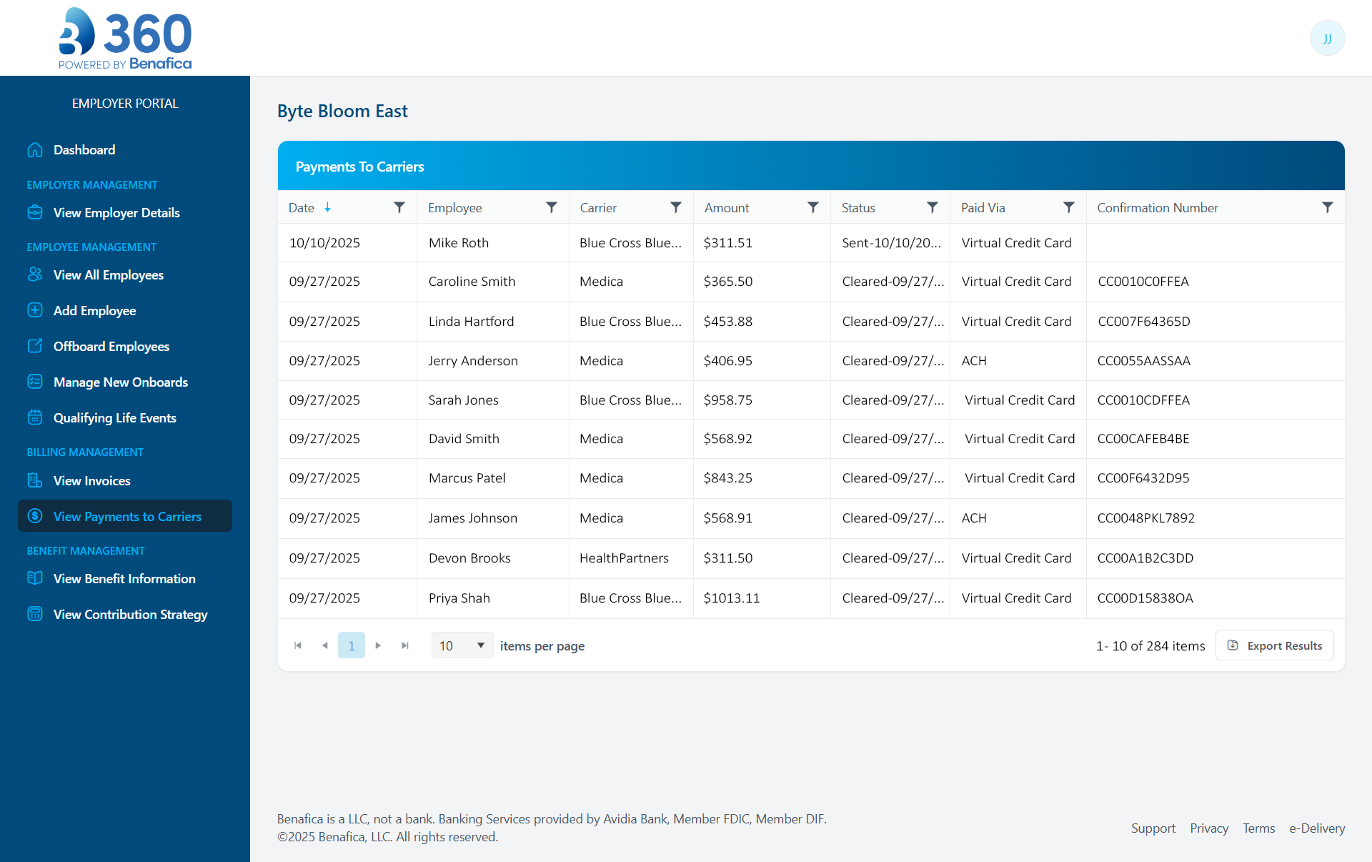 Employer - Payments to Carriers